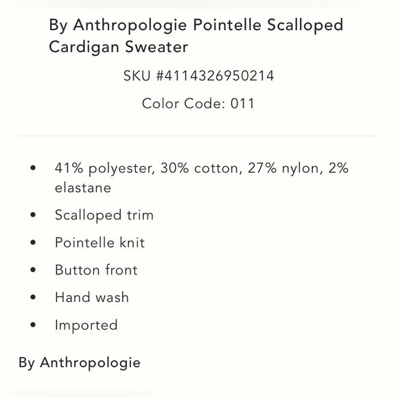 By Anthropologie Pointelle Scalloped Cardigan Sweater in Ivory - Picture 4 of 5